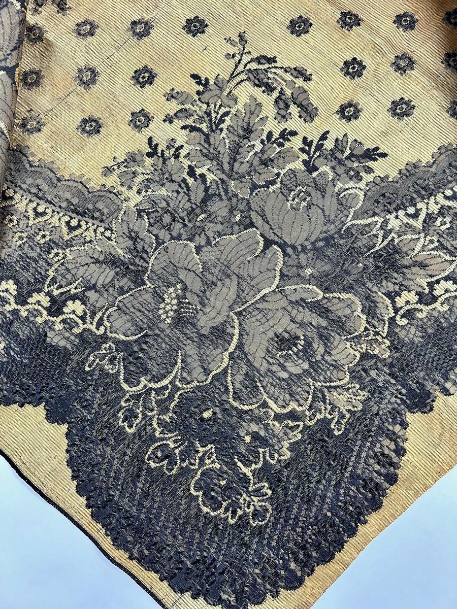 Woven silk fichu with lace decoration - France or Russia Circa 1865 For Sale 5