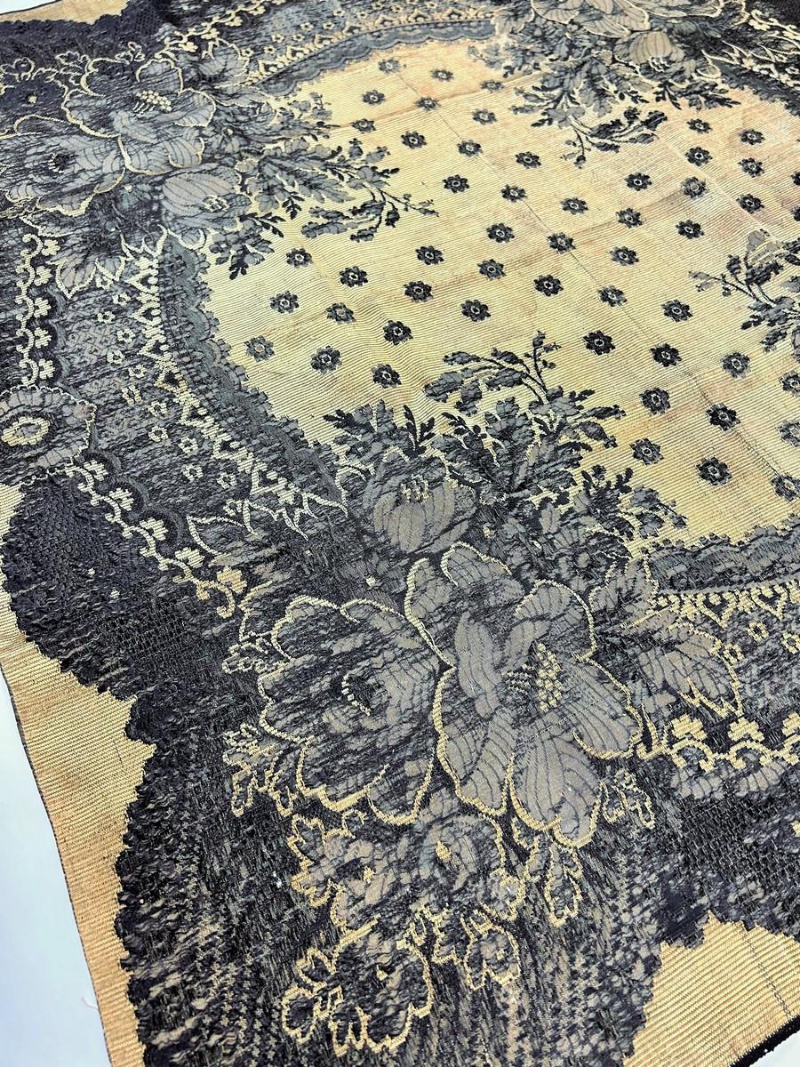 Woven silk fichu with lace decoration - France or Russia Circa 1865 For Sale 3