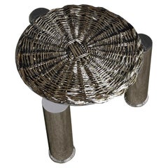 Contemporary Silver-Plated Woven Coffee Table bu Federica Paoli, Made in Italy