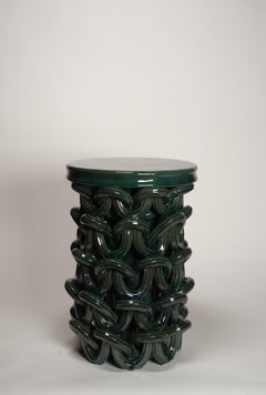 Beistelltisch aus gewebtem Steingut, grüne Glasur, von Milan Pekař und Tereza Sluková