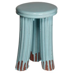 Tabouret en grès tissé, émail bleu clair, par Milan Pekař et Tereza Sluková