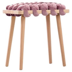 Woven stool in Mauve velvet
