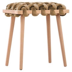Woven stool in Truffle velvet