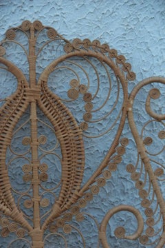 Woven Straw Beds Frame of Extraordinary Brown Beauty Midcentury Italian Modern