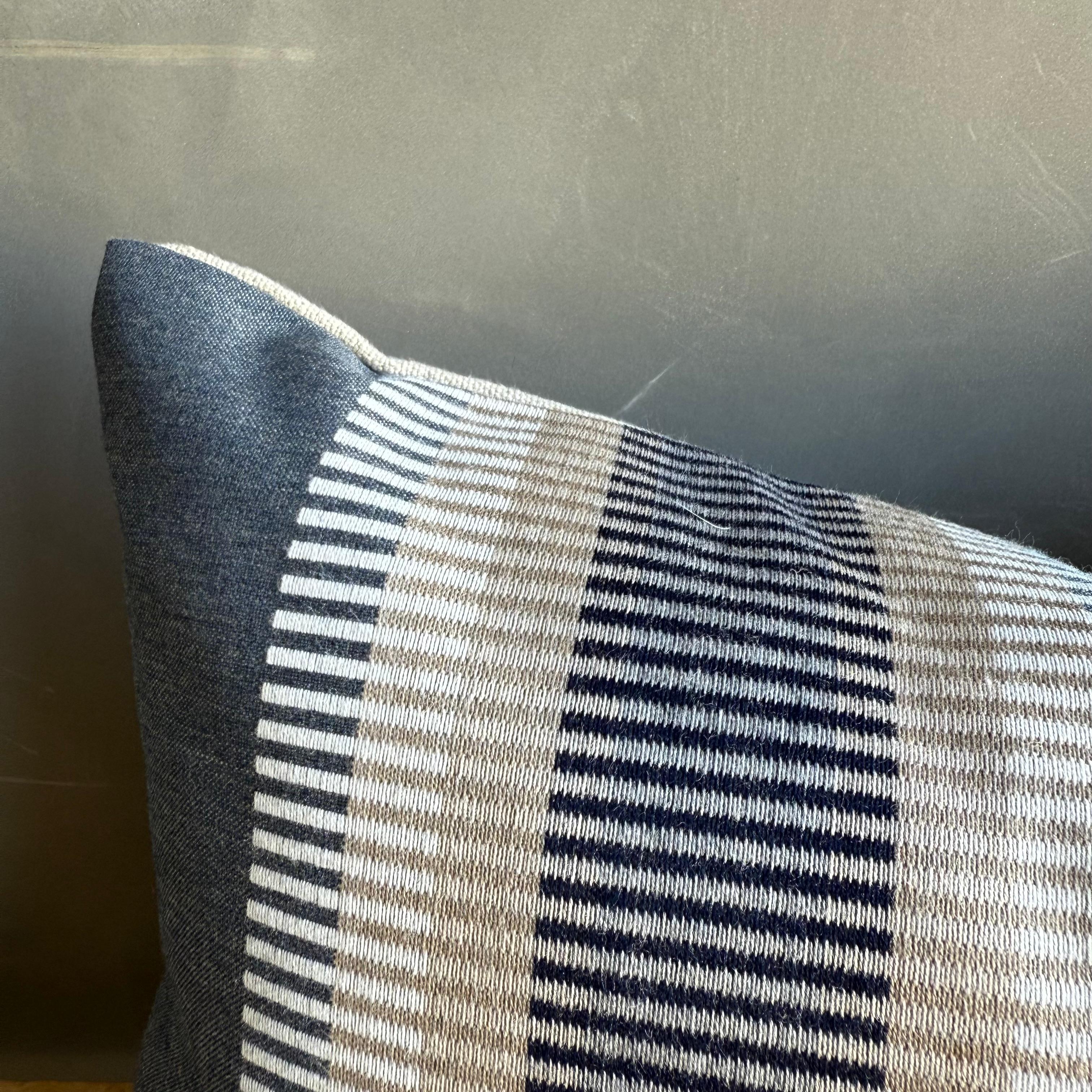 Woven Stripe Linen Pillow with Insert In New Condition For Sale In Old Town Orange, CA