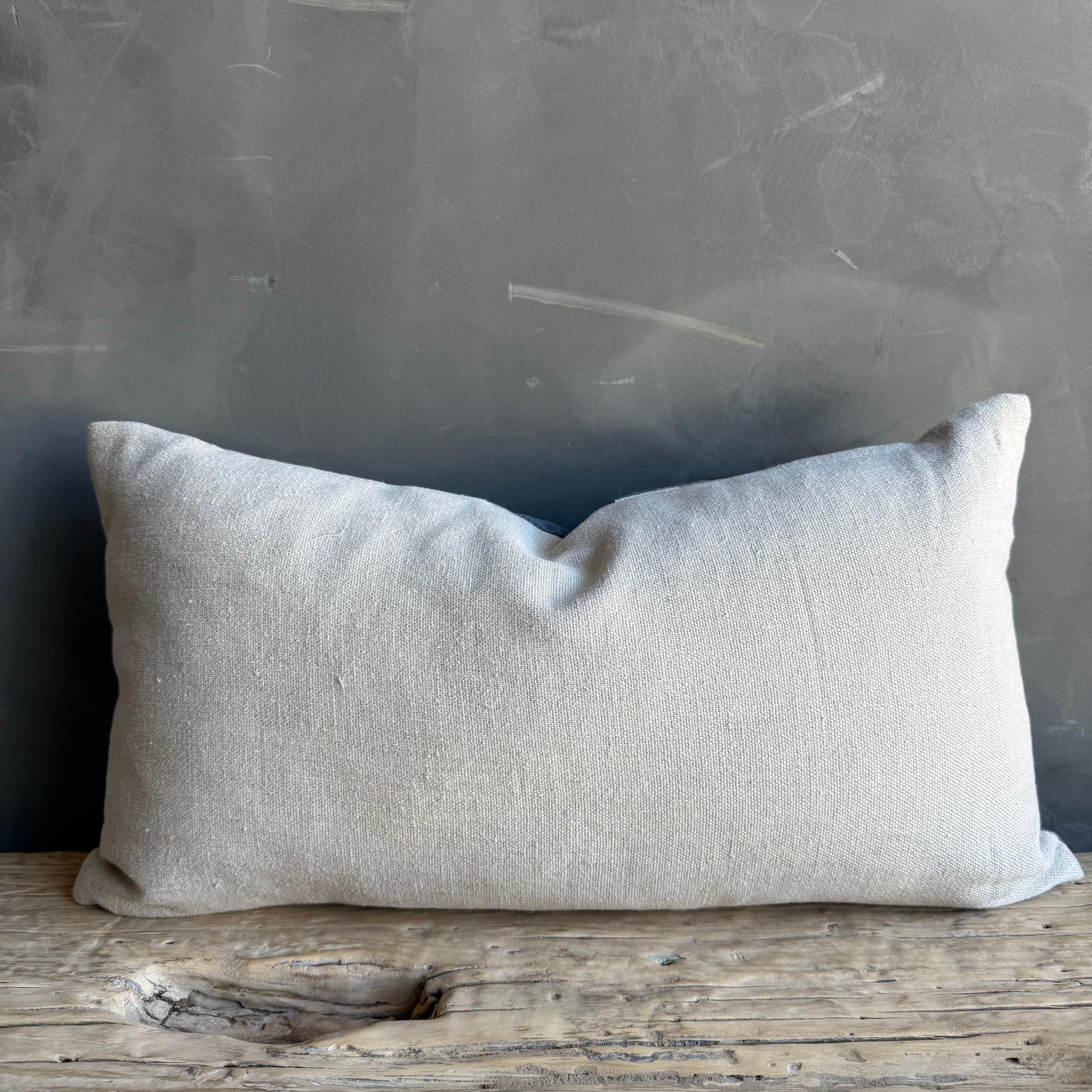 Woven Stripe Linen Pillow with Insert For Sale 1