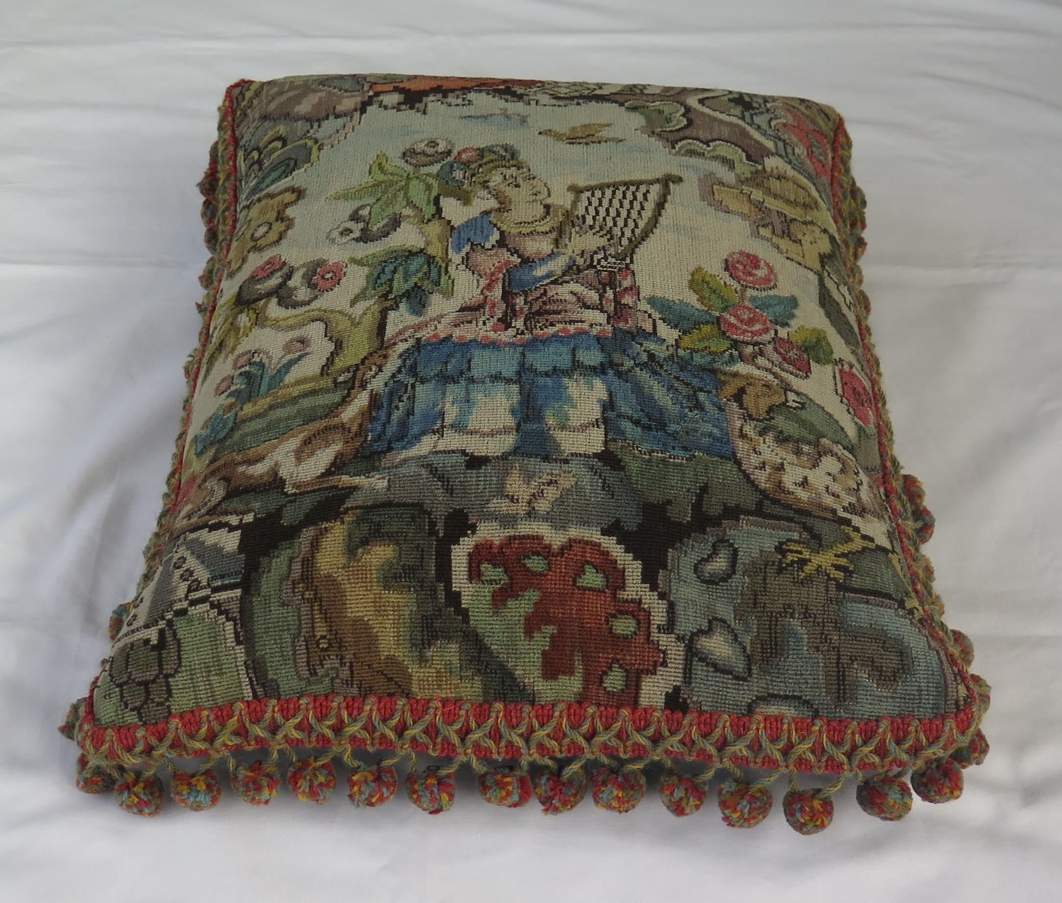 Woven Tapestry Cushion or Pillow in Aubusson style, French, 19th Century 6