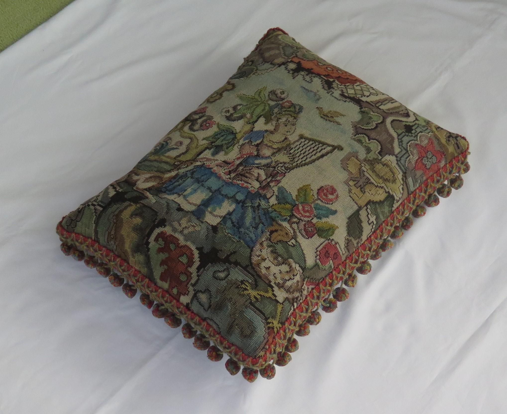 Woven Tapestry Cushion or Pillow in Aubusson style, French, 19th Century 7