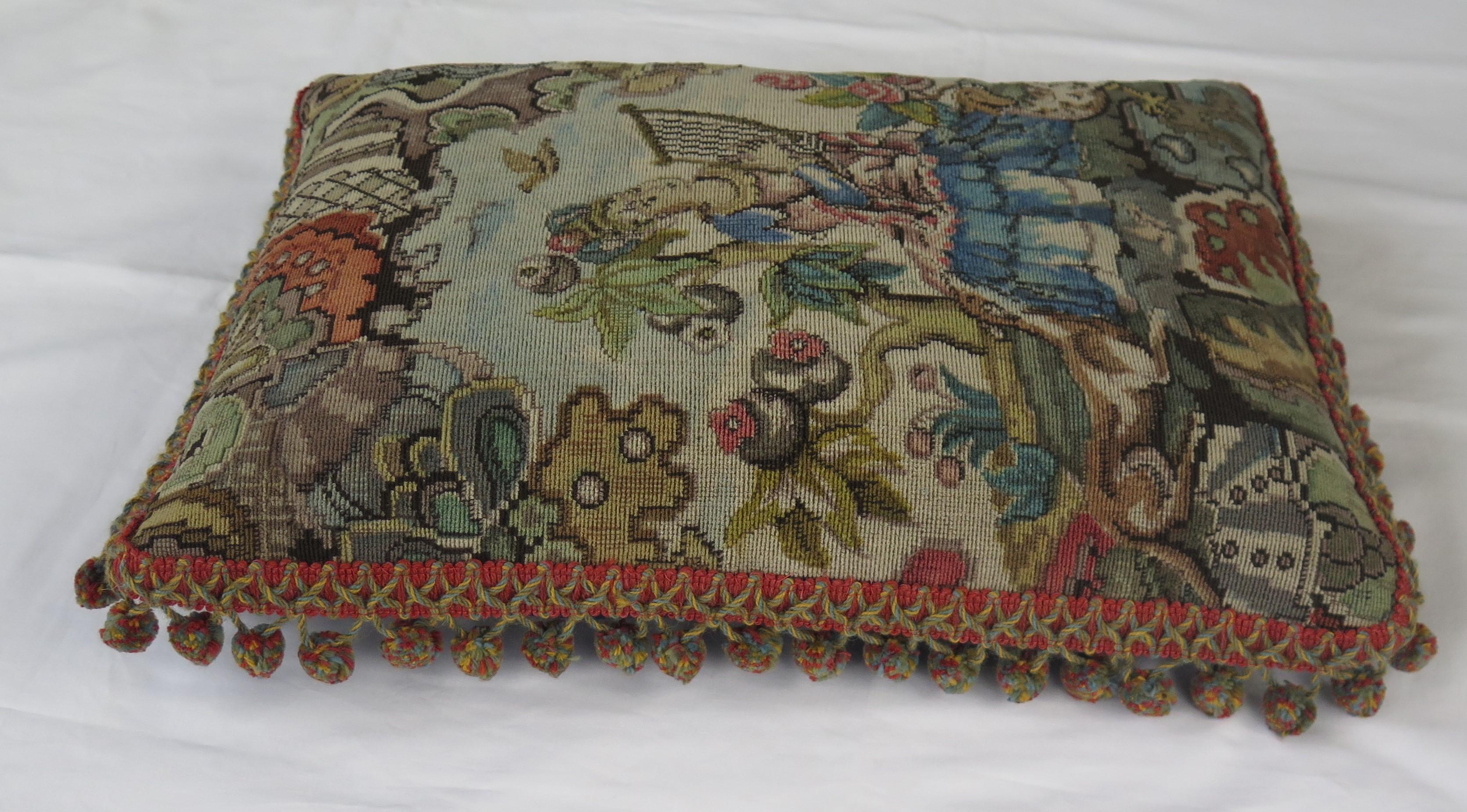 Woven Tapestry Cushion or Pillow in Aubusson style, French, 19th Century 8