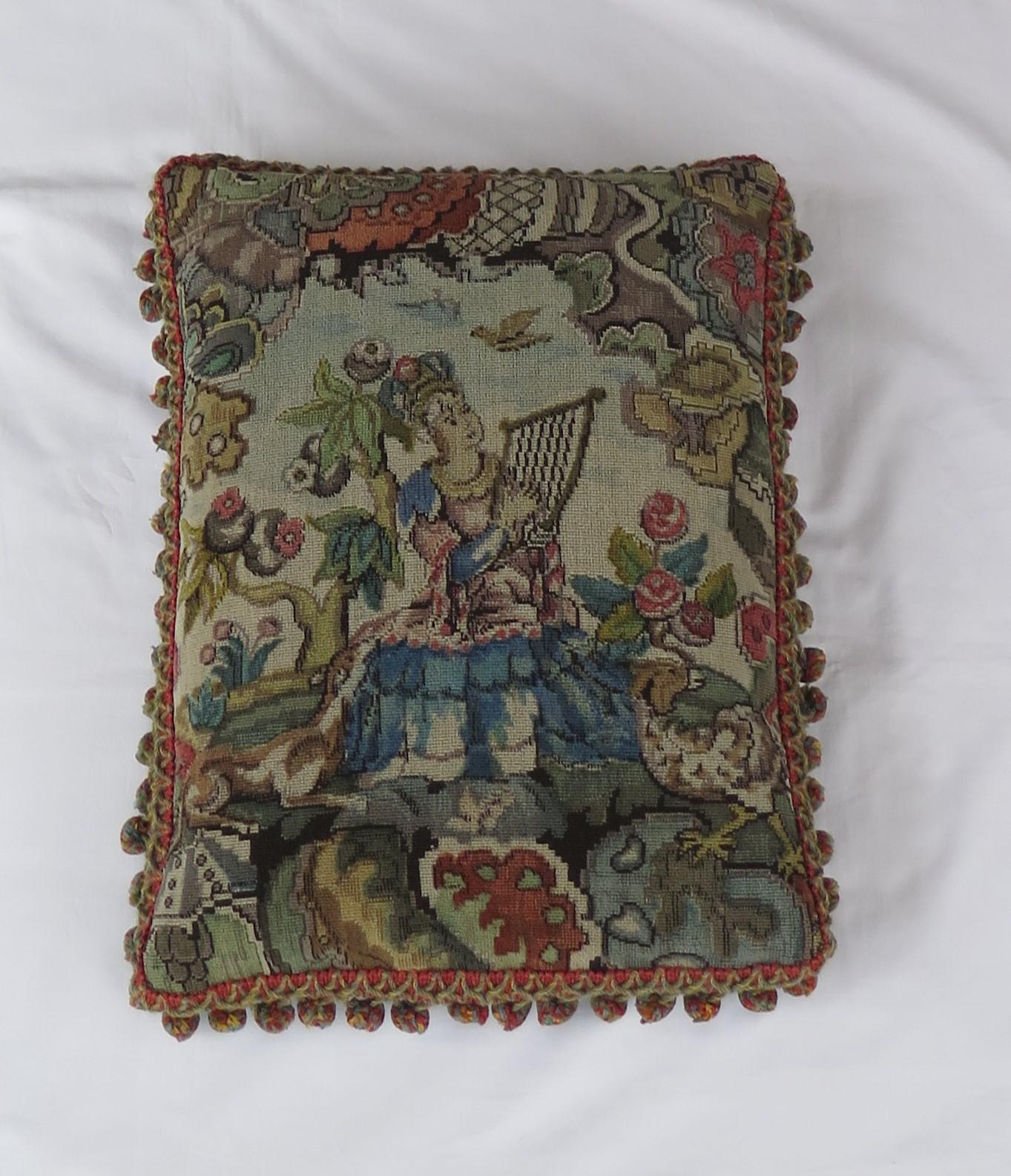 Hand-Crafted Woven Tapestry Cushion or Pillow in Aubusson style, French, 19th Century