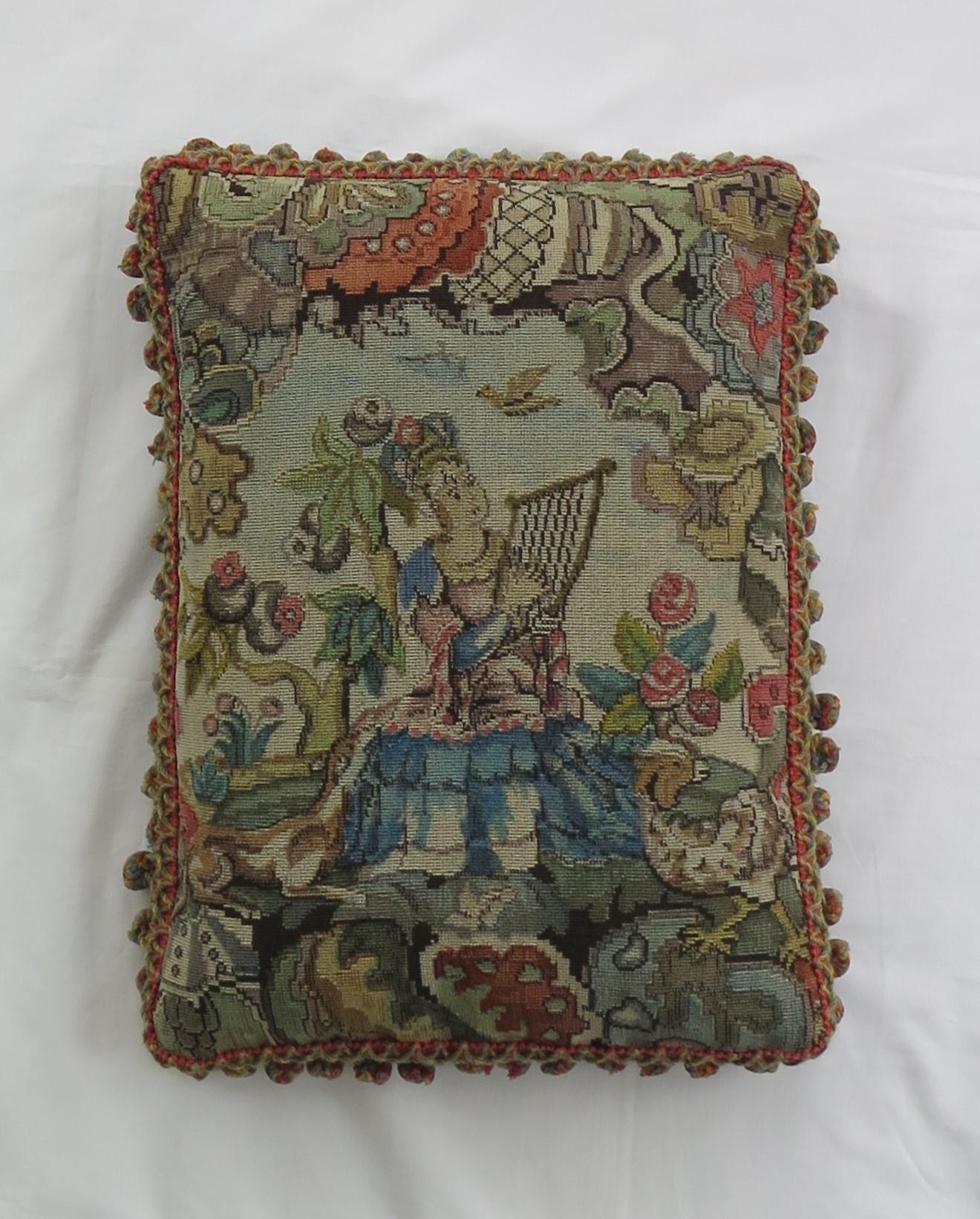 Woven Tapestry Cushion or Pillow in Aubusson style, French, 19th Century In Good Condition In Lincoln, Lincolnshire