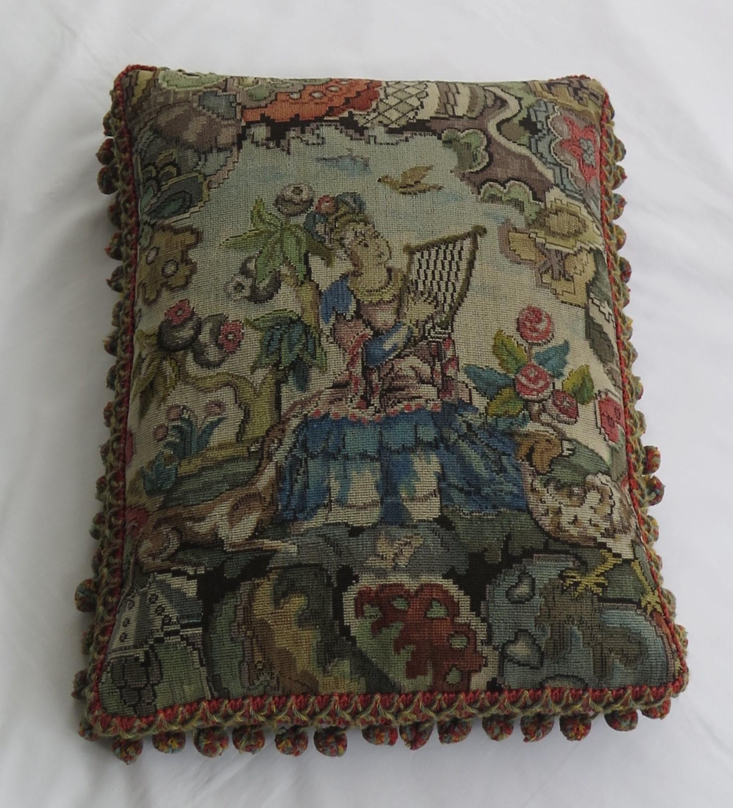 Woven Tapestry Cushion or Pillow in Aubusson style, French, 19th Century 1