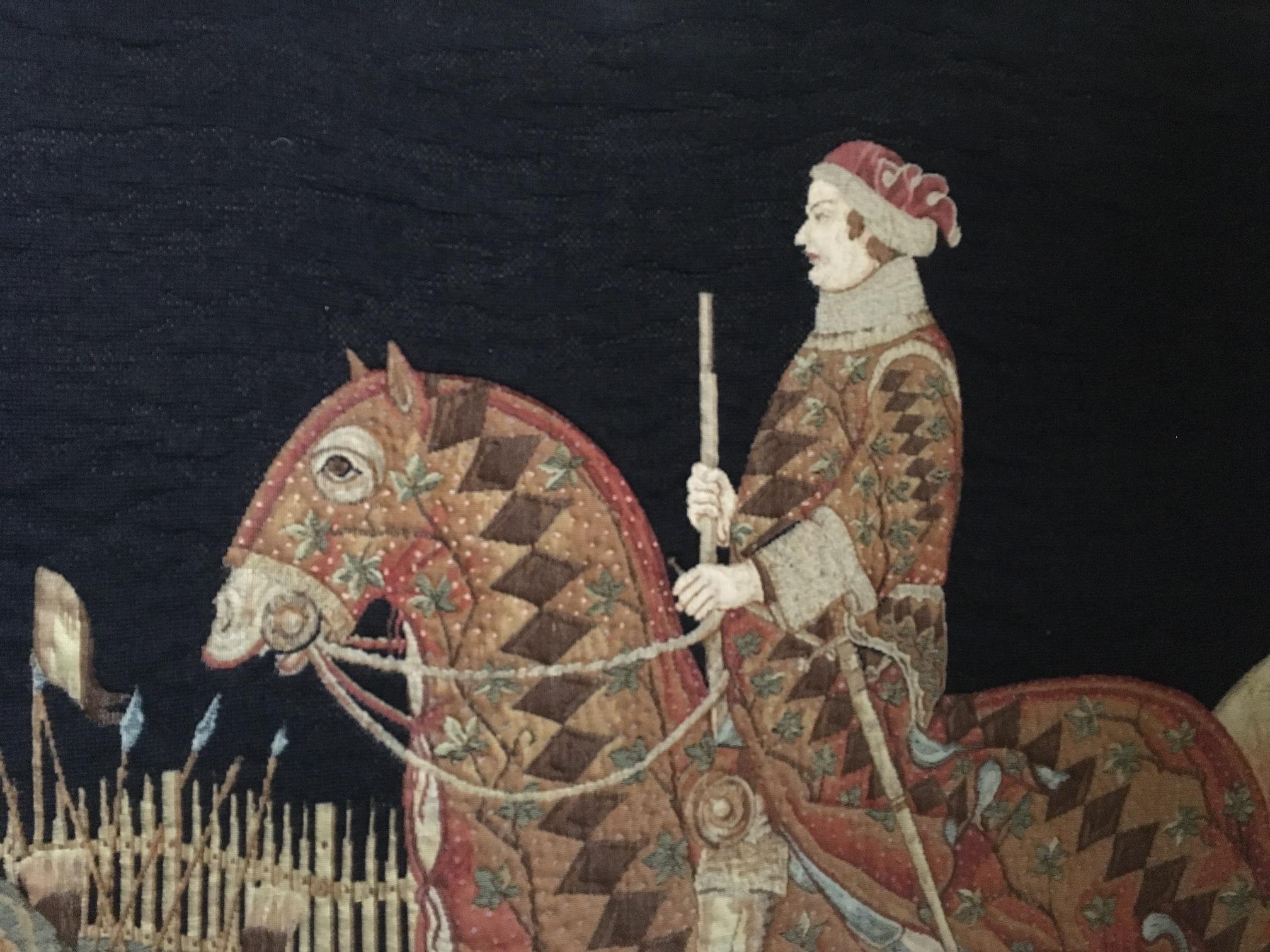 Italian Woven Tapestry of Rider  In Good Condition For Sale In Cypress, CA