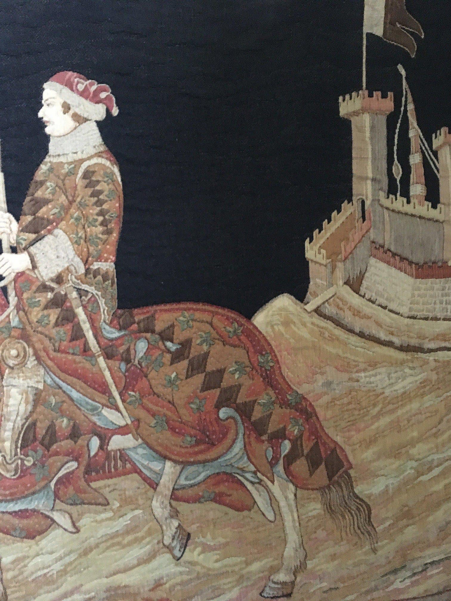 Italian Woven Tapestry of Rider  For Sale 1