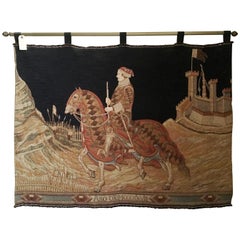 Vintage Italian Woven Tapestry of Rider 