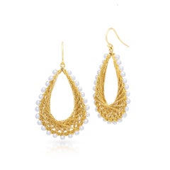 Woven Teardrop Earrings in Pearl