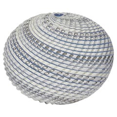 Woven Three Tone Blue Pebble, textured glass sculptural object by Layne Rowe