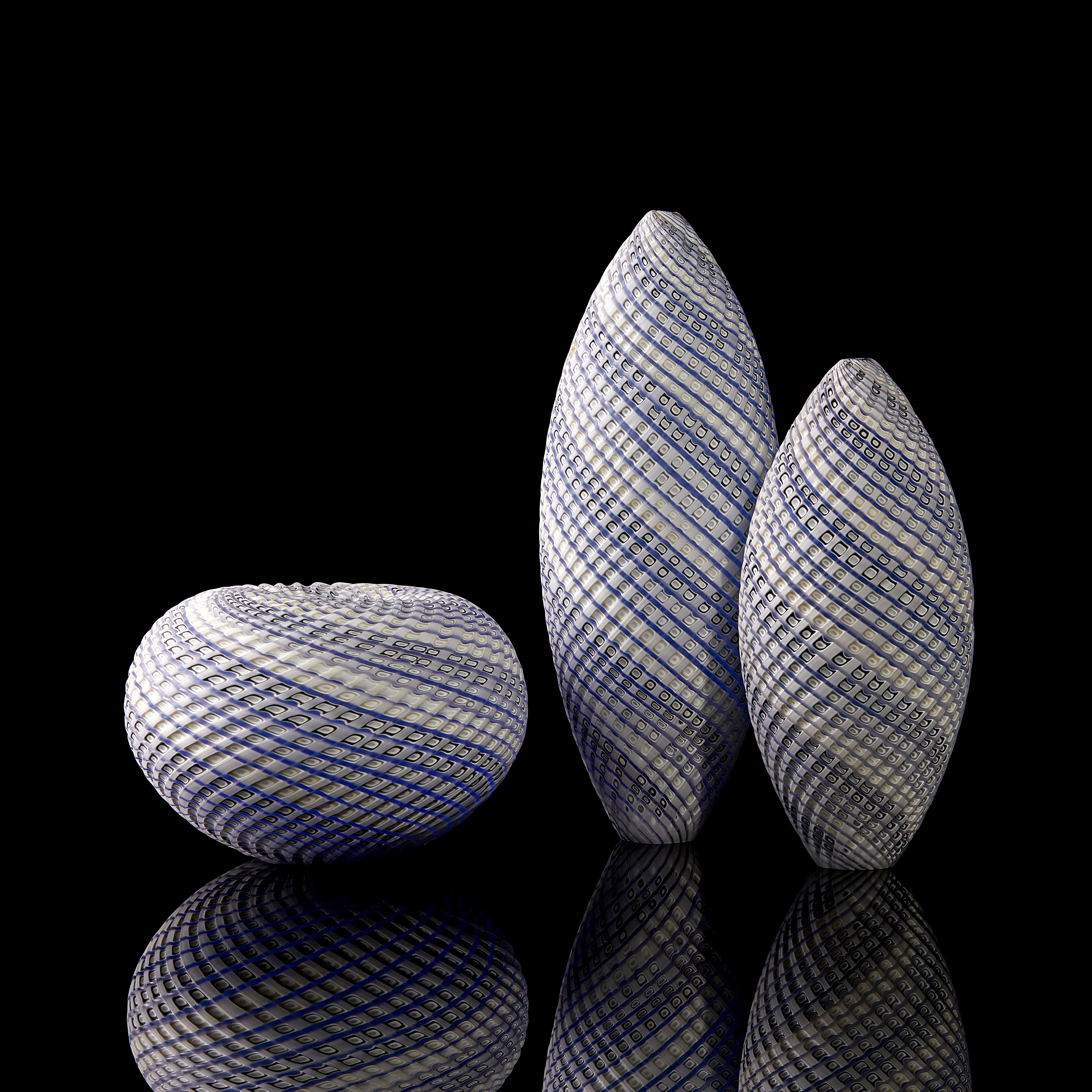 Organic Modern Woven Three Tone Blue Trio, a Blue and White Glass Installation by Layne Rowe