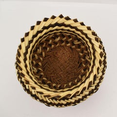 Woven Tribal Basket Vase in Brown and Black