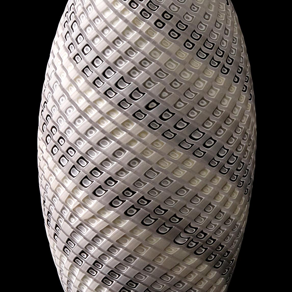 Woven Two-Tone White Pair, an Organic Textured Art Glass Duo by Layne Row In New Condition In London, GB
