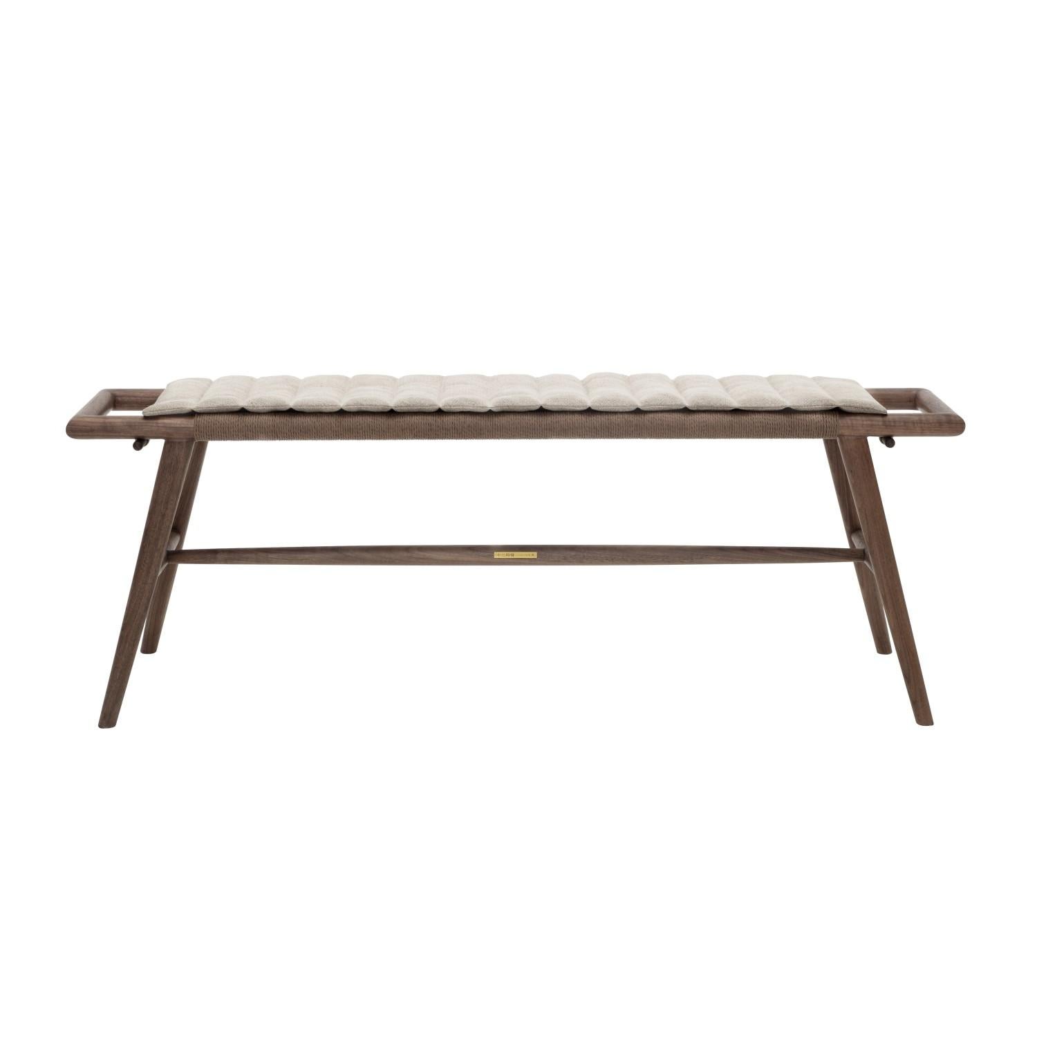 The artfully designed Woven Bench combines form, function, and delicate craftsmanship. Its frame is made using mortise and tenon joinery, ensuring durability and longevity for years to come. The bench gets its name from its braided rope seating,