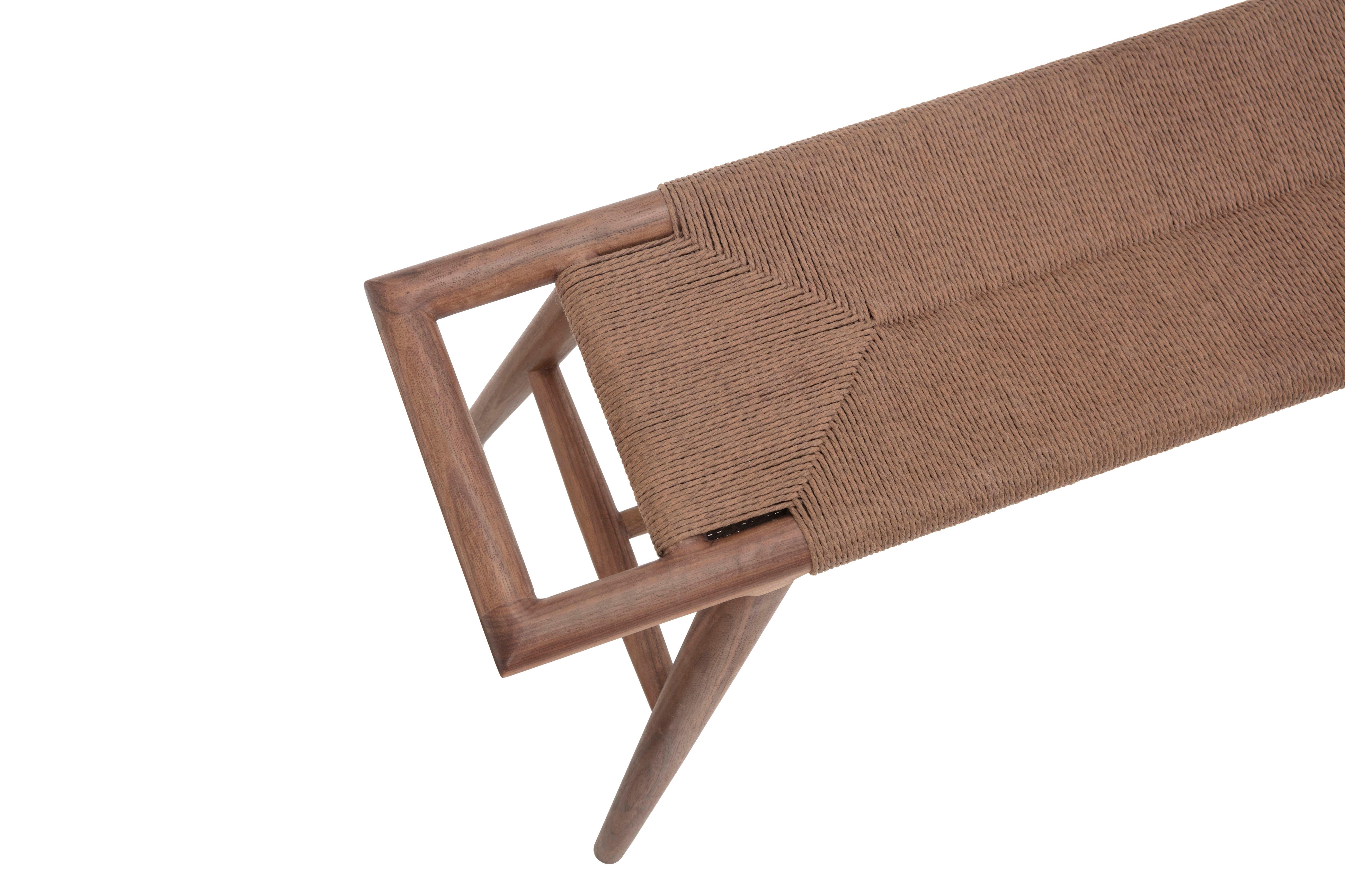 Organic Modern Woven Walnut Bench, Mortise & Tenon Joinery For Sale