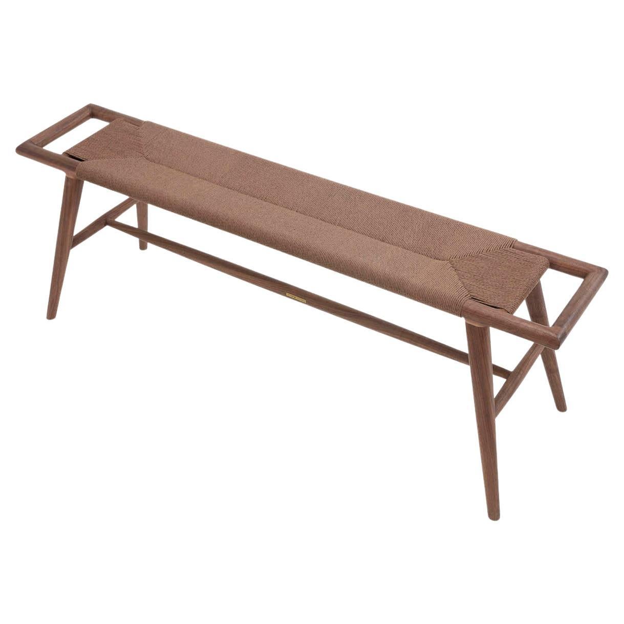 Woven Walnut Bench, Mortise & Tenon Joinery For Sale