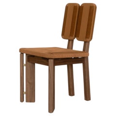 Woven Walnut Dining Chair with Burnt Orange Nylon Cord Atara 02