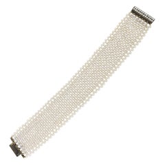 Marina J. Fine Woven Pearl Bracelet with Original Pearls on Gold Vintage clasp