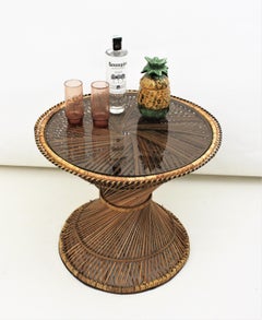 Woven Wicker and Rattan Emmanuelle Peacock Coffee Table, Spain, 1960s