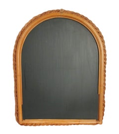 Espejo de pared arqueado de mimbre tejido Italia Años 60