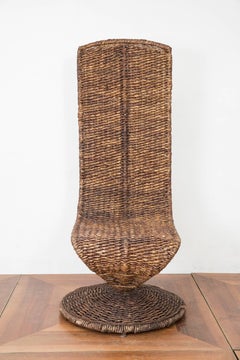 Woven Wicker Banana Leaf S Chair by Marzio Cecchi, 1970s
