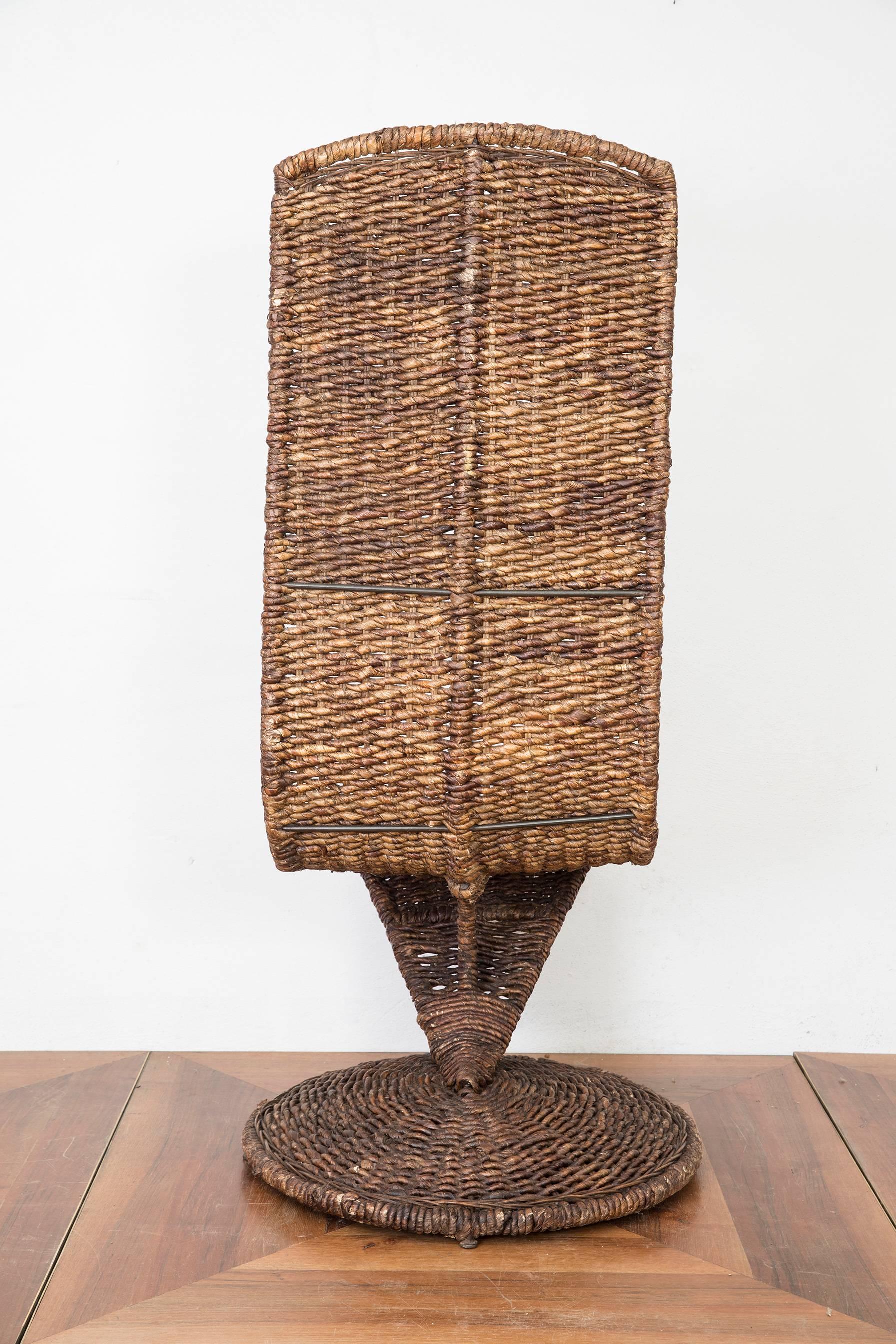 Mid-Century Modern Woven Wicker Banana Leaf S Chair by Marzio Cecchi, 1970s For Sale