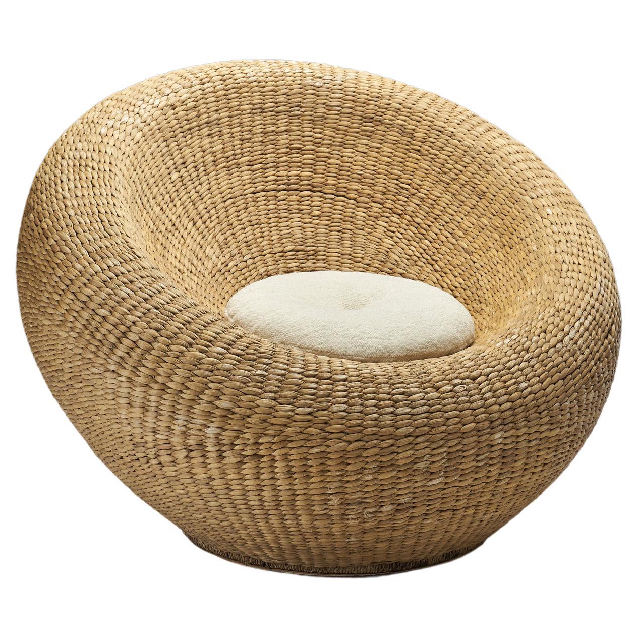 Woven Wicker Bird's Nest Chair in the Manner of Isamu Kenmochi, Europe, ca 1960s For Sale