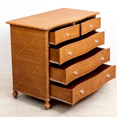 Woven Wicker Chest of Drawers with Translucent Pulls