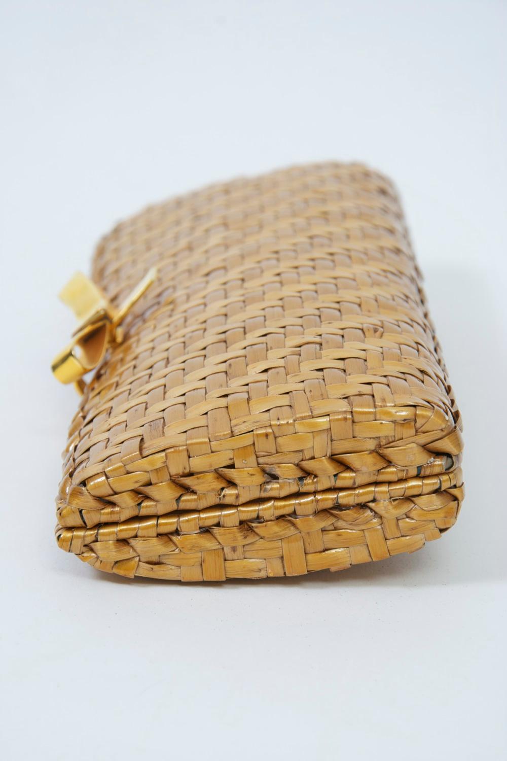 Woven Wicker Clutch In Good Condition In Alford, MA