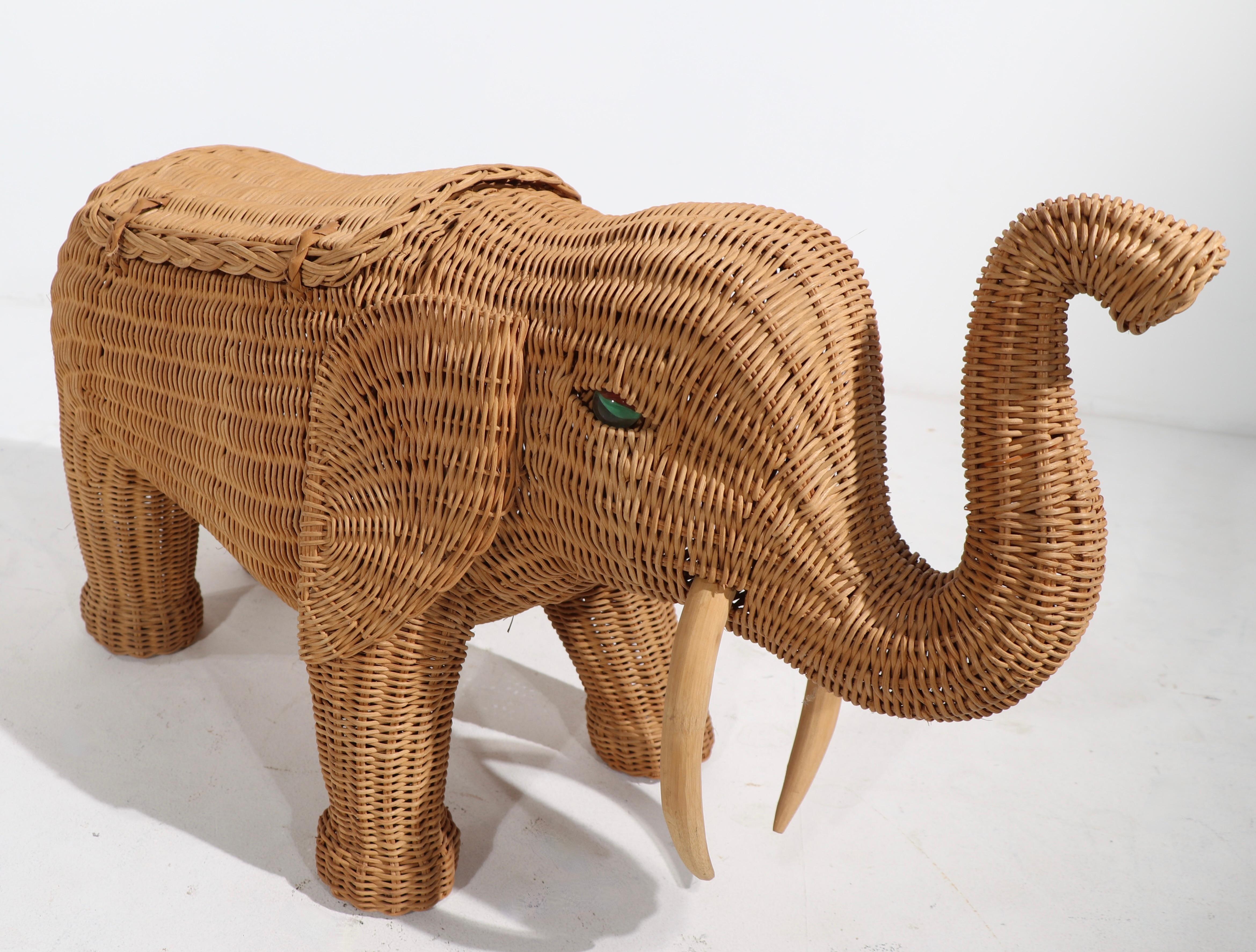 Late 20th Century Woven Wicker Elephant Basket