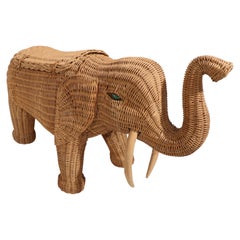 Vintage Woven Wicker Elephant Basket
