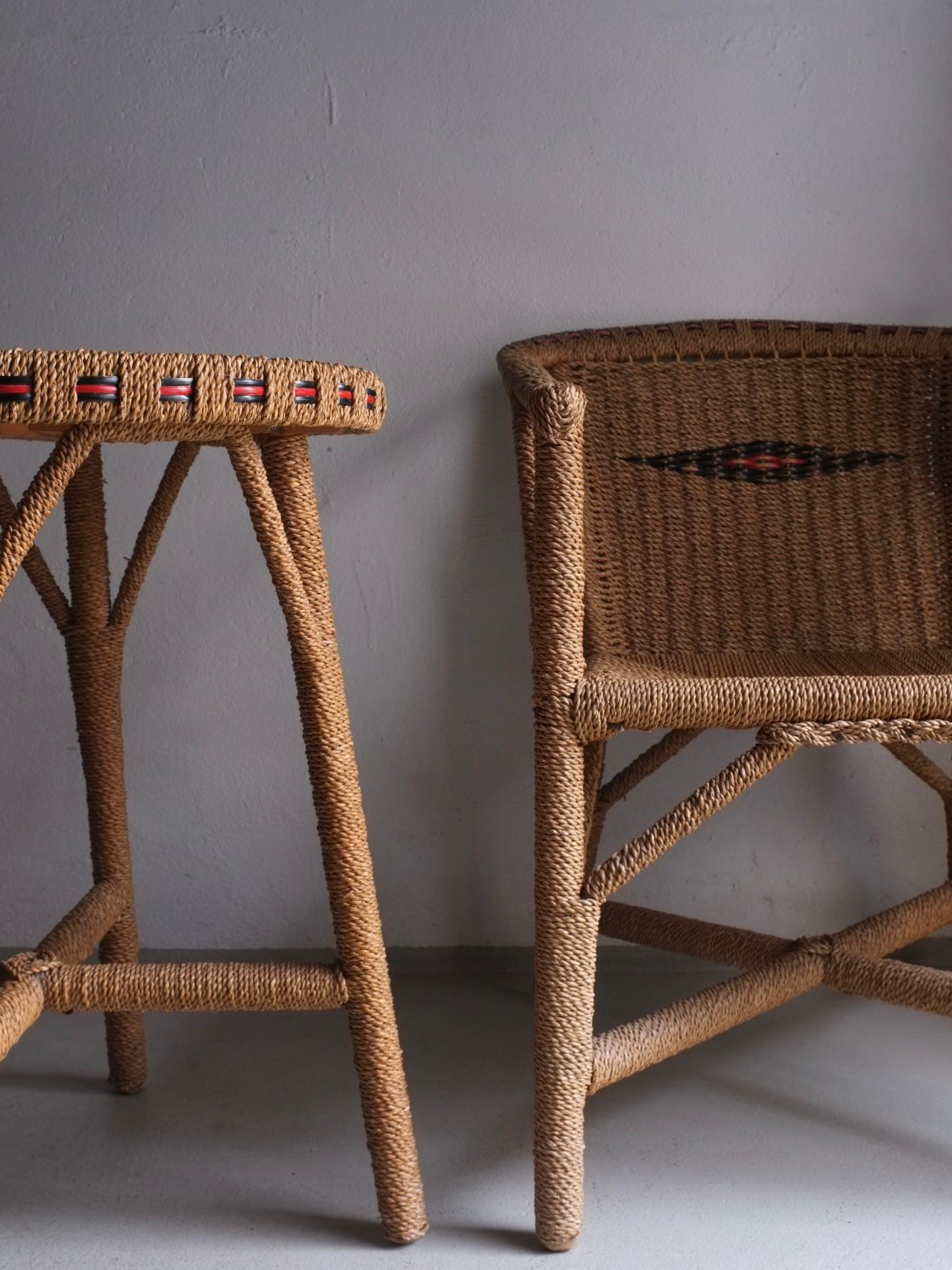 Woven Wicker Furniture Set Patio Garden, France 1970s In Good Condition For Sale In Rīga, LV