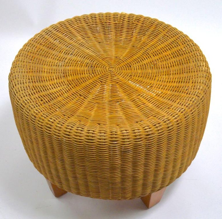 Woven Wicker Pouf Ottoman For Sale at 1stdibs