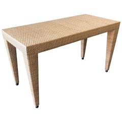 Woven Wicker / Rattan Console Table by Milling Road for Baker