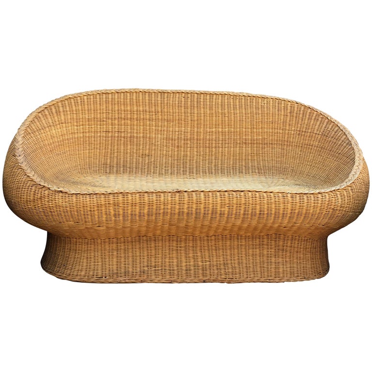 Woven Wicker Settee by Isamu Kenmochi at 1stDibs