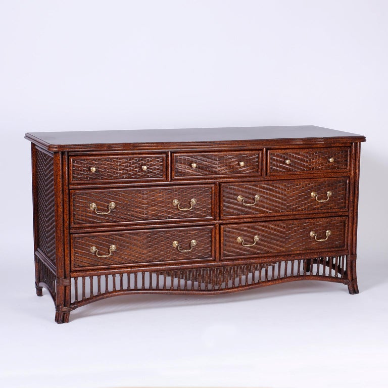 Woven Wicker Seven Drawer Chest Or Dresser For Sale At 1stdibs