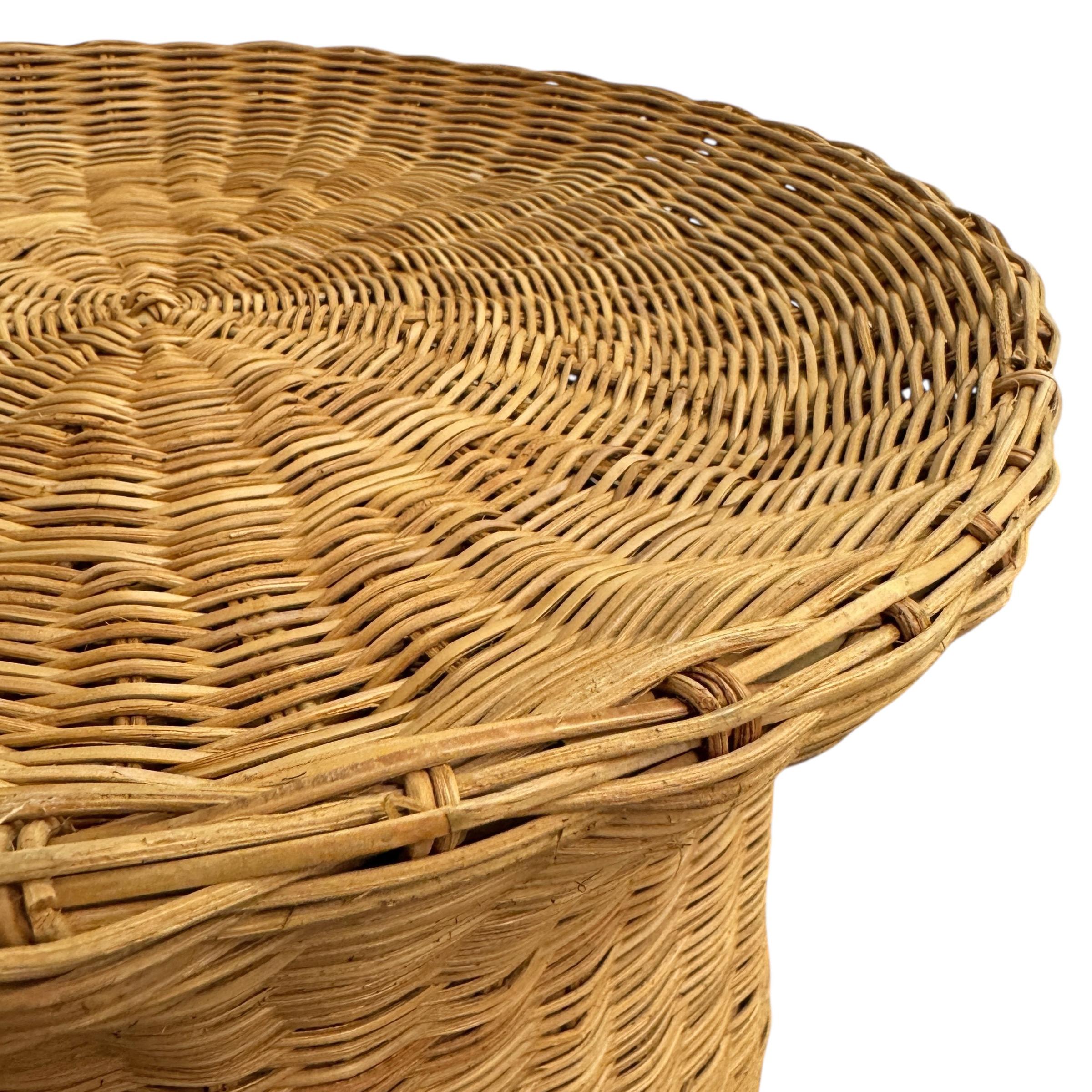 Woven Wicker Side Table For Sale 5