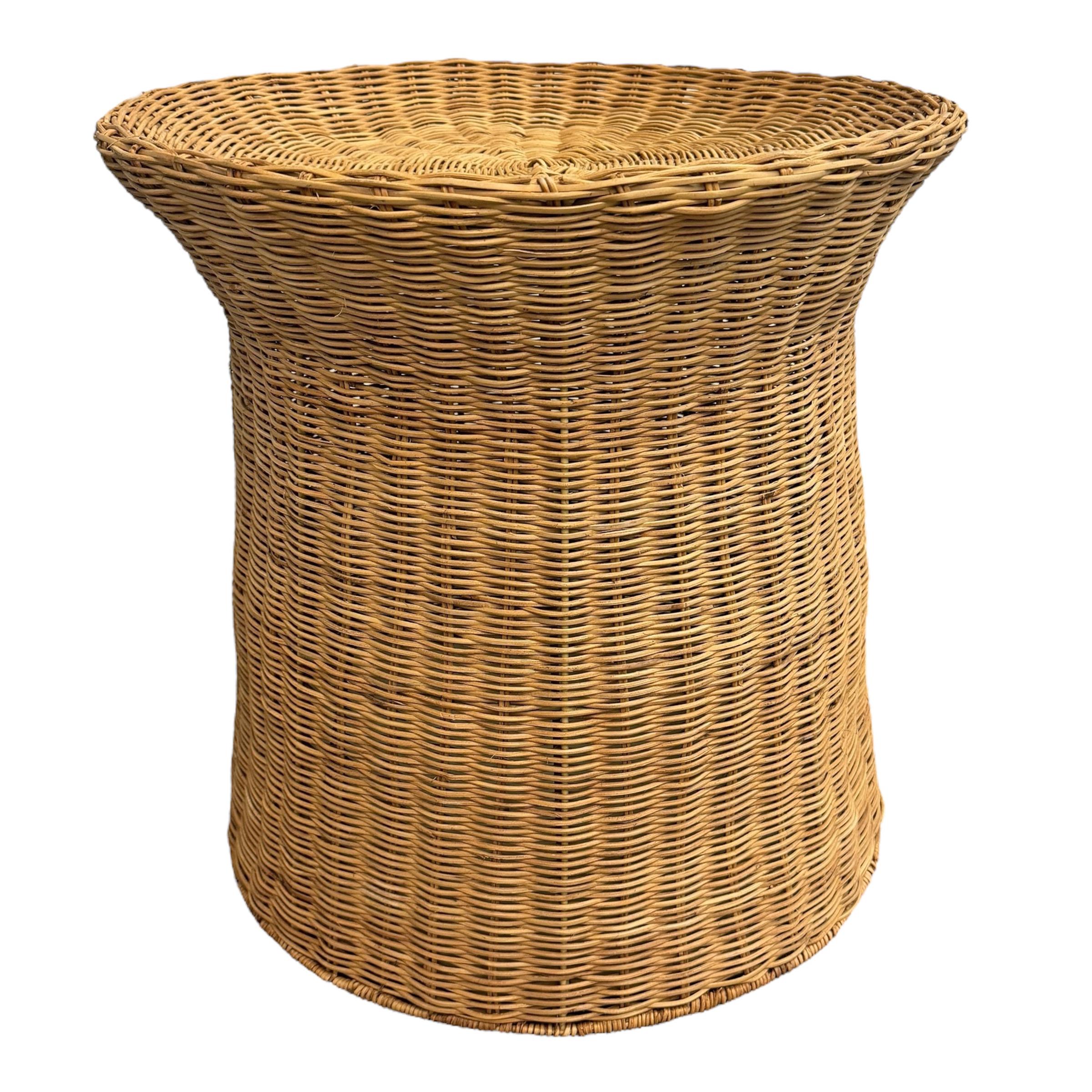 Modern Woven Wicker Side Table For Sale