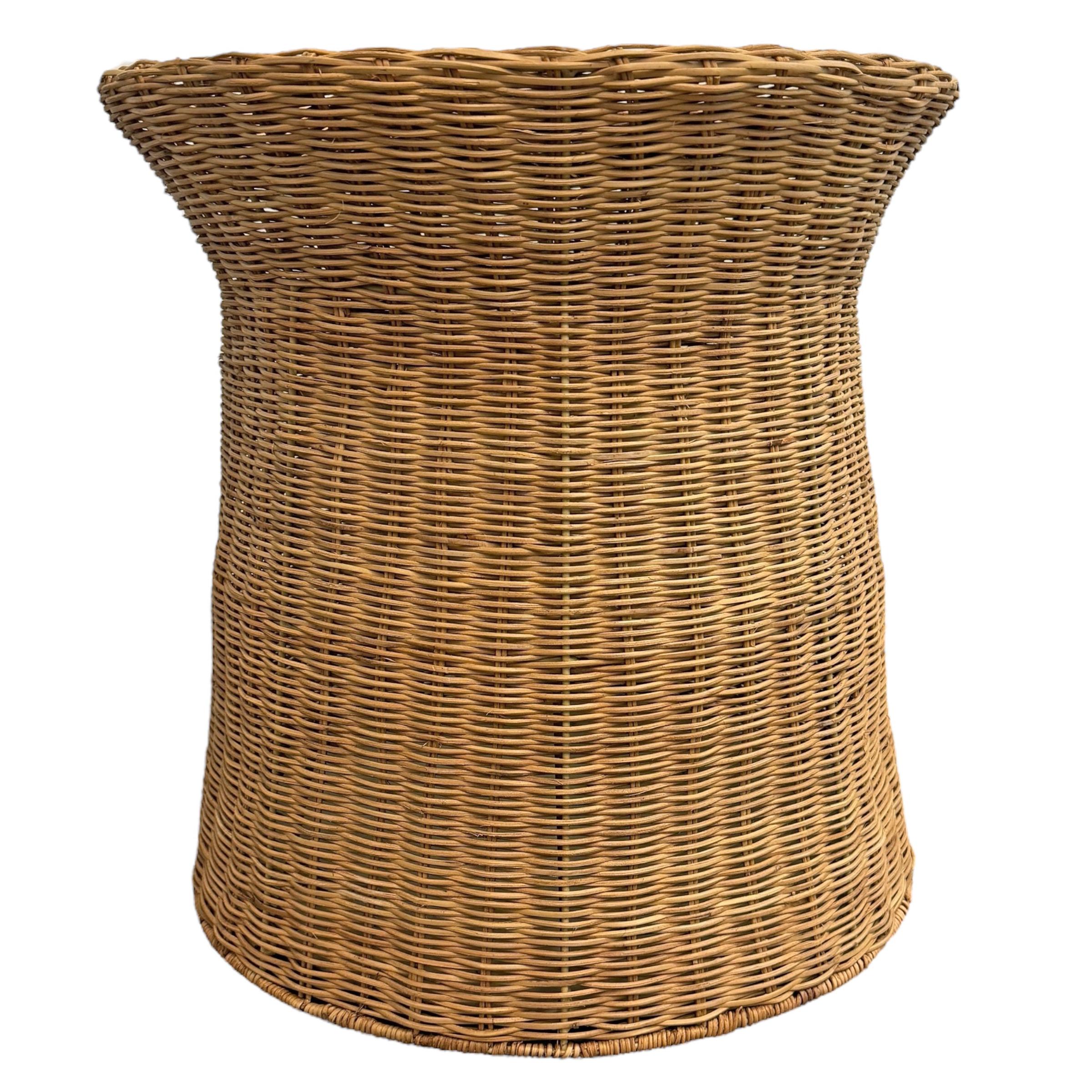 American Woven Wicker Side Table For Sale