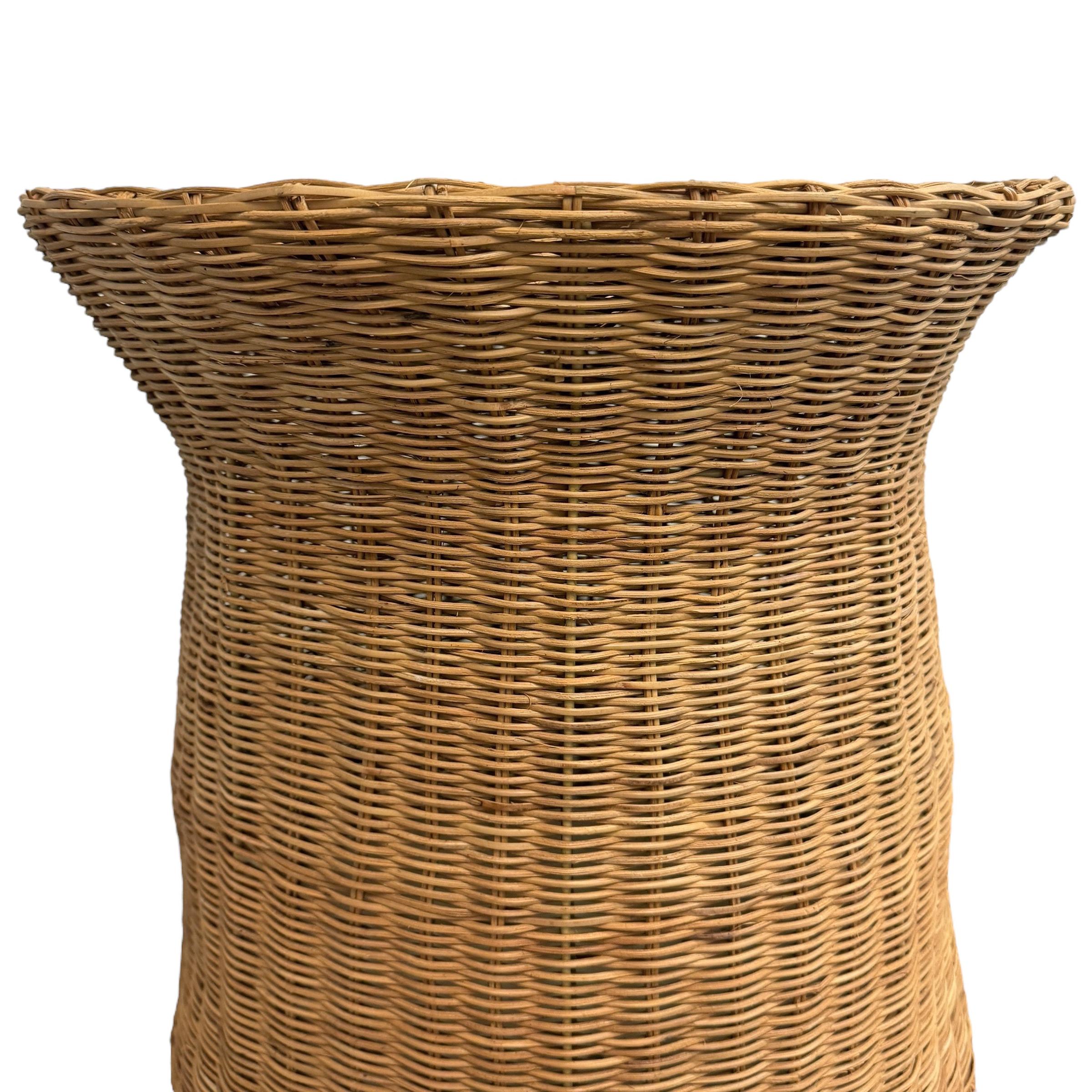 Contemporary Woven Wicker Side Table For Sale