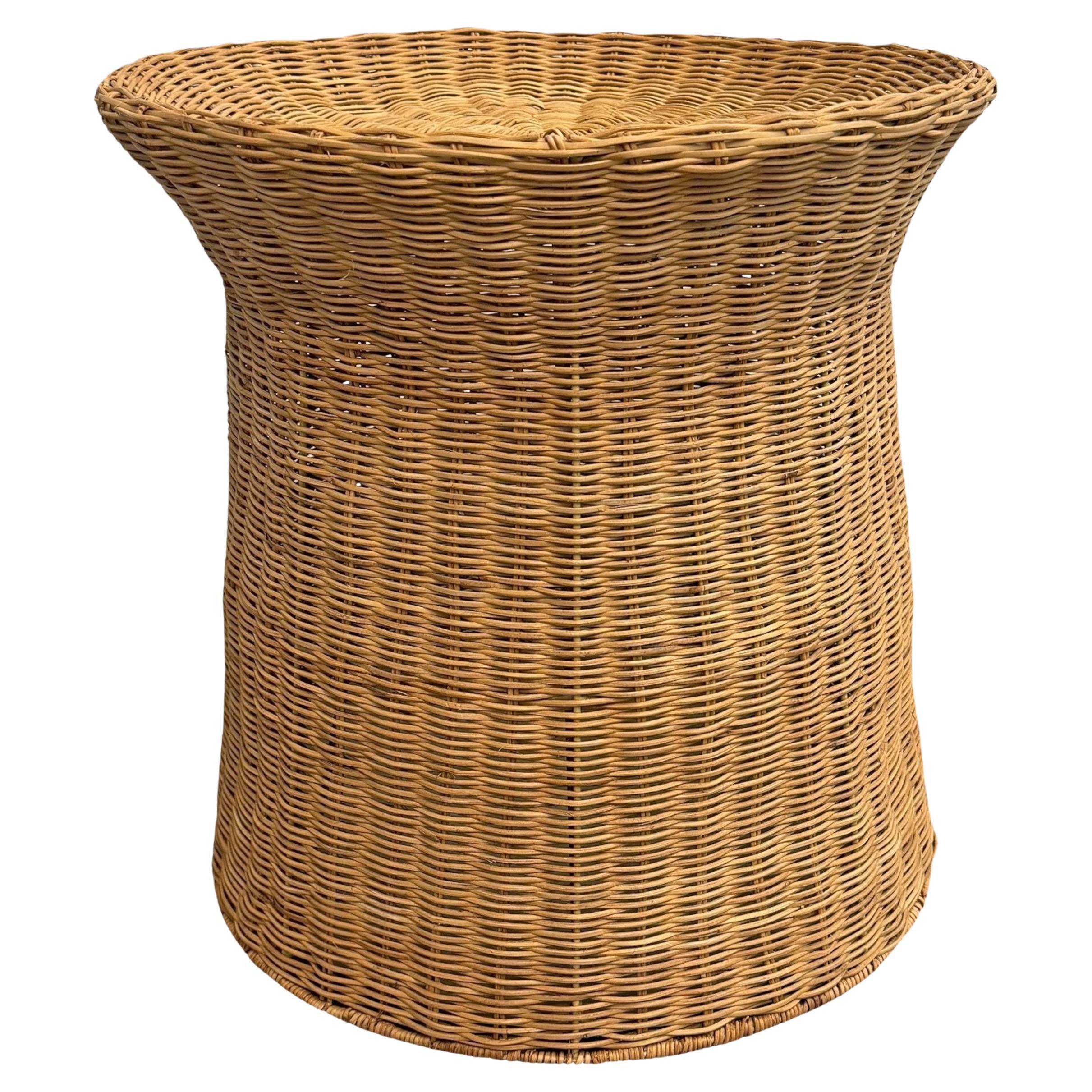 Woven Wicker Side Table For Sale