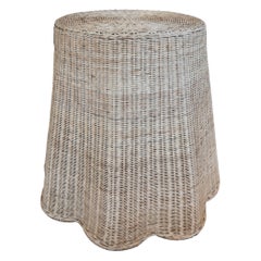 Woven Wicker Side Table with a Wavy Profile