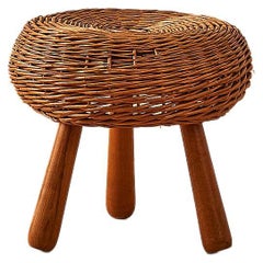 Woven Wicker Stool Attributed to Tony Paul